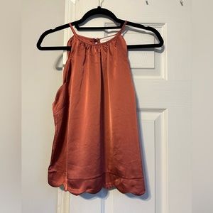 Burnt orange satin tank blouse
